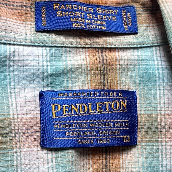 Pendleton Rancher Mens Shirt Short Sleeve Snap Button Size Large Chest Pocket - Picture 2 of 6